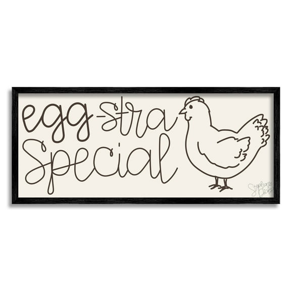 Stupell Indtries Egg-Stra Special Funny Farm Pun Minimal Line Chicken,24 x 10,Design by Stephanie Dicks