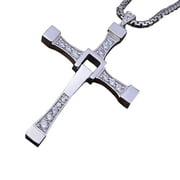 Dom Toretto Silver Cross Necklace Fast And Furious Dominic Vin Diesel Costume