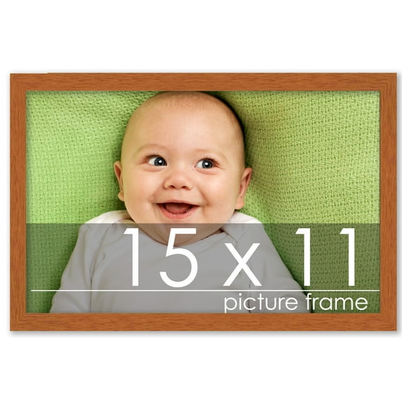 15x11 Traditional Honey Pecan Complete Wood Picture Frame with UV Acrylic, Foam Board Backing, & Hardware