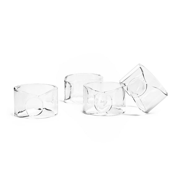 over&back Set of 4 Wide Hand-Shaped Glass Napkin Rings - Decorative Dining Table Decor for Events, Parties, and Get-Togethers - Clear