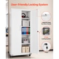 thumbnail image 6 of KFFKFF Metal Storage Cabinet, 72.6 in Rolling Steel Garage Cabinet with Adjustable Shelves, Magnetic Doors & Keys, Lockable 5-Tier Tool Organizer for Pantry, Warehouse, Basement, Office, White, 6 of 9