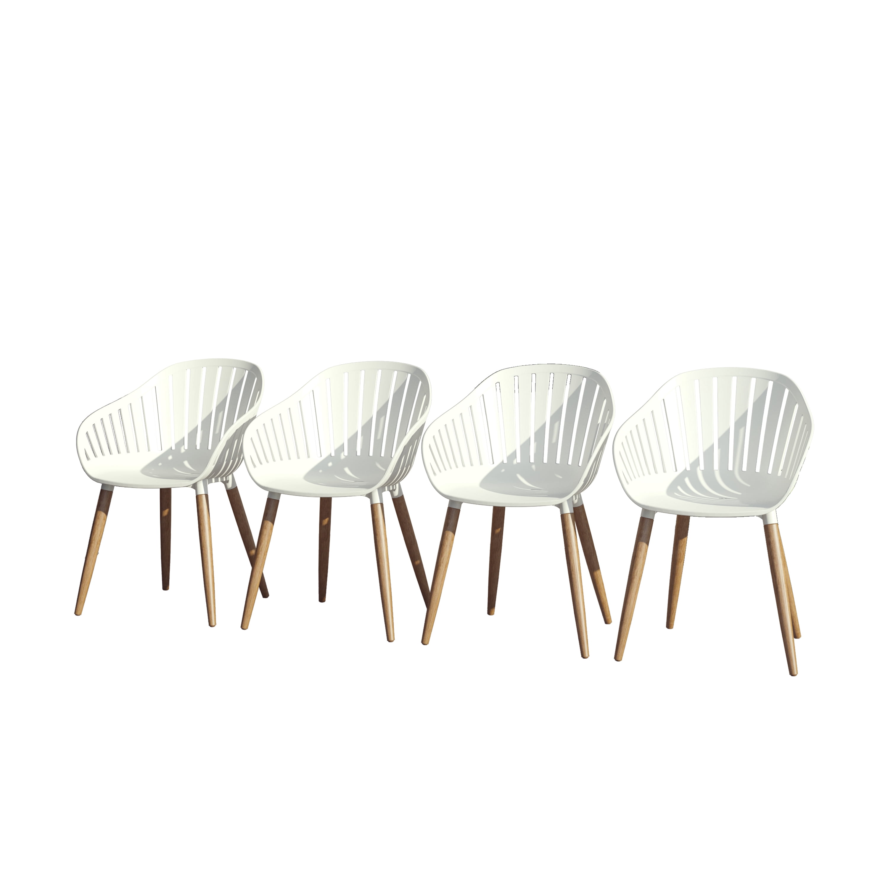 Amazonia Assen 4-Piece Chair Set, Eucalyptus Wood Legs, Ideal for Outdoors and Indoors