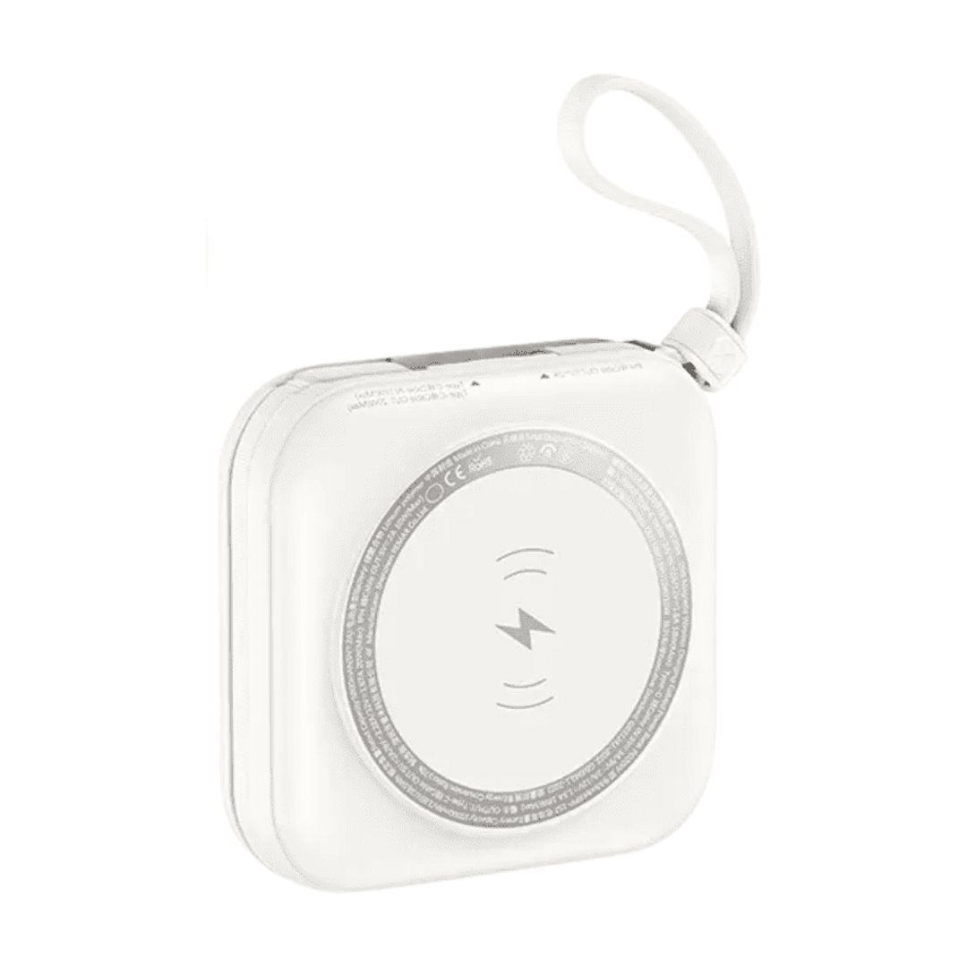 Remax White Portable Charger Magnetic Power Bank Wireless Fast Charging 10000mAh Type-C Cable Lighting for Iphone Samsung Google Compact Travel Phone