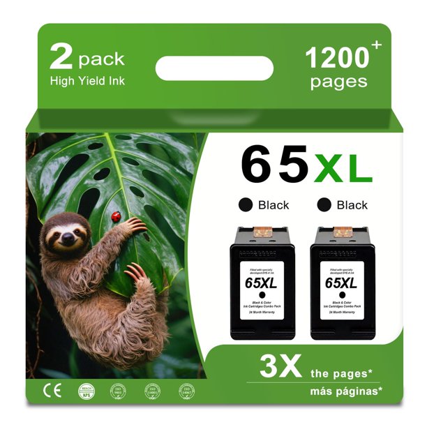 Cartucho de tinta de repuesto Ankink 65XL negro, paquete de 2 unidades HP 65