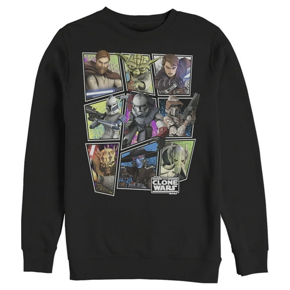 Men's Star Wars: The Clone Wars Square Group Photos Sweatshirt Black X Large