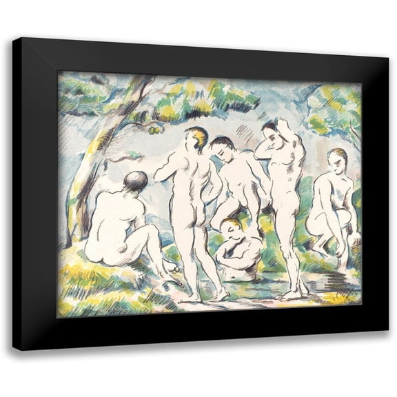 Cezanne, Paul 14x12 Black Modern Framed Museum Art Print Titled - The Bathers (Small Plate)