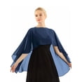thumbnail image 5 of Runhomal Women's Bridal Chiffon Shawl Wraps Cropped Cover Up Bolero Cardigan High Low Shrug Wedding Navy Blue One Size, 5 of 8