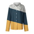 thumbnail image 3 of XuJwPNcy Long Sleeve Shirts for Women Collared V Neck Button down Blouse Tees Fall Color Block Tops, 3 of 3