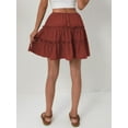 thumbnail image 4 of Women Floral Flared Short Skirt Cute High Waist Ruffle Skirt Beach Mini Skirt Orange Red L, 4 of 8