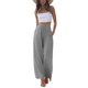 thumbnail image 1 of Pantalones Palazzo Faleave para mujer, algodón y lino, gris, verano, talla L, 1 of 8