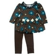 thumbnail image 2 of Ashley Ann Infant & Toddler Girls Brown Floral Ruffle Shirt & Stretch Pants Set 4T, 2 of 2