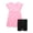 Sachet Pink, variant on Newborn, Baby & Toddler Girl Cotton 2-Piece Set, Short-Sleeve Dress & Biker Shorts, Sizes 0-6T