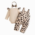 thumbnail image 4 of NOLDARES Newborn Baby Girl Clothes Print Romper Long Sleeve Tshirt Pants Headband Fall Winter Infant Clothes(Beige,12-18 M), 4 of 9