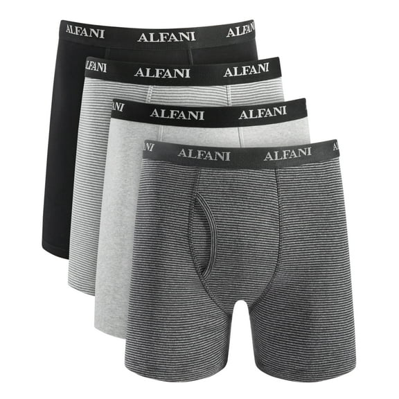 Alfani Mens 4 Pack Regular fit Boxer Briefs Underwear Small Grey Solid