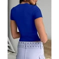 thumbnail image 2 of Women's Casual Basic Going Out Crop Tops Slim Fit Short Sleeve Crew Neck Tight T Shirts, 2 of 3
