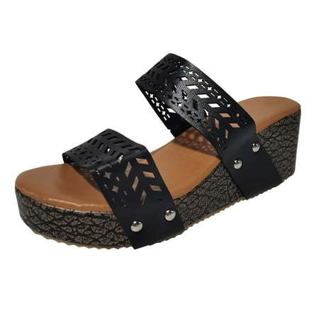 

ZTTD Women s Summer Slip-On Wedges Hollow Out Beach Open Toe Breathable Sandals Shoes Women s Slipper A