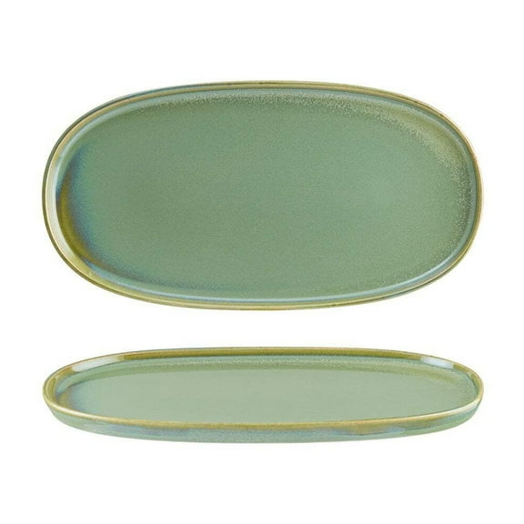 Sage 12" x 6.25" x h:0.75" Oval Green Porcelain Platter