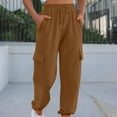 thumbnail image 2 of Cavosen Workout Sweatpants Women Trousers Solid Lightweight Drawstring Elastic Waist Sweatpants Cargo Office Pants with Pocket Brown XL, 2 of 6