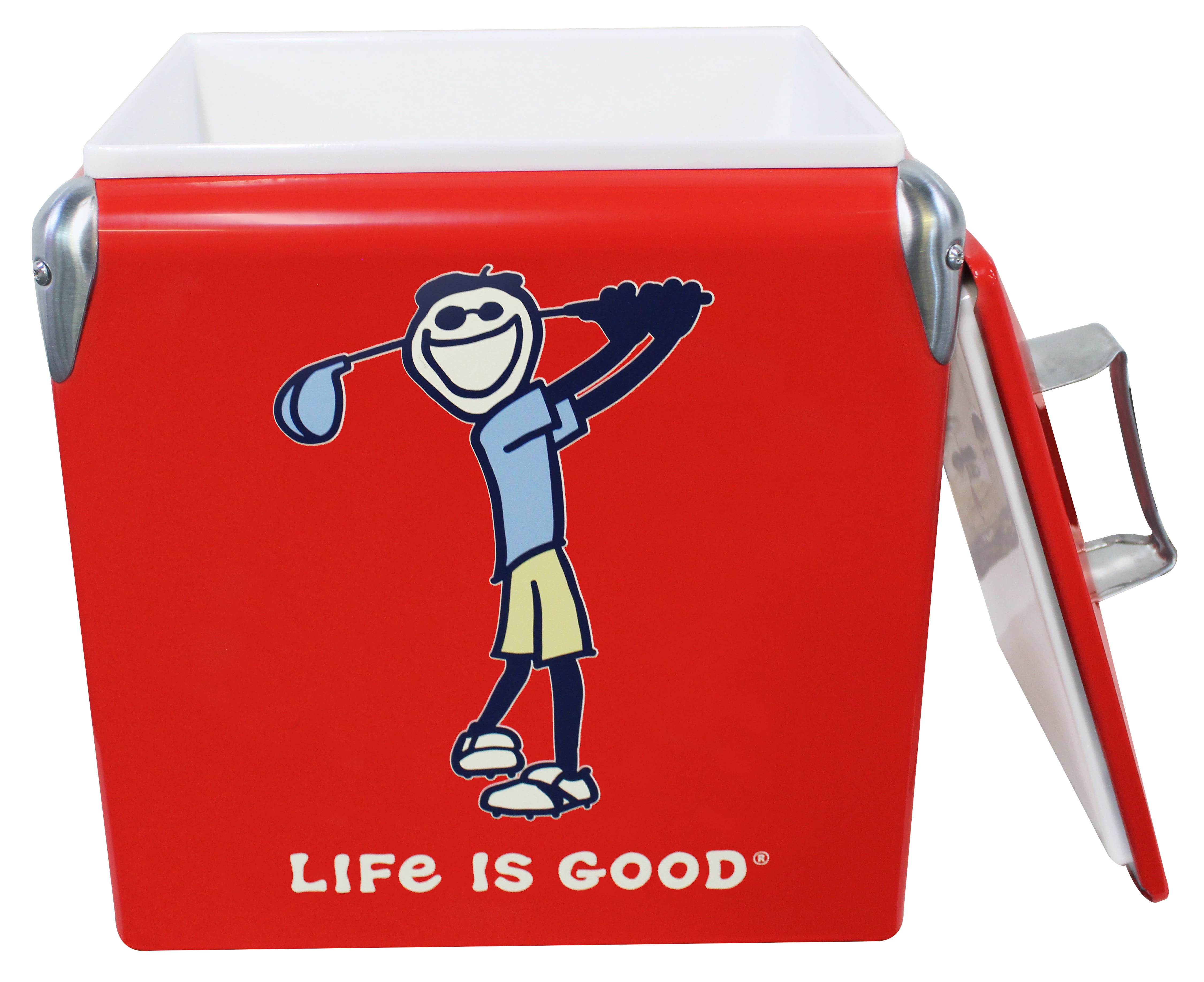 Leigh Country LG 97069 "Life is Good" 14 Qt Metal 11" X 9" X 14" Outdoor Cooler - Red Golf Jake