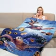thumbnail image 6 of SDJMa Turtle Blanket Ocean Sea Turtle Throw Blanket Turtle Printed Flannel Fleece Blanket for Kids Plush Fuzzy Blanket for Sofa Chair Bed Office Camping (51inchx39inch Blue) Under Sea Turtle, 6 of 8