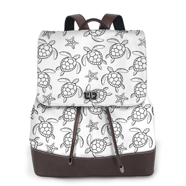 Easygdp Sea Turtle Mochila de Cuero para Mujeres, Bolso de Hombro, Bolsos de Mano de Moda para Trabajo y Viajes