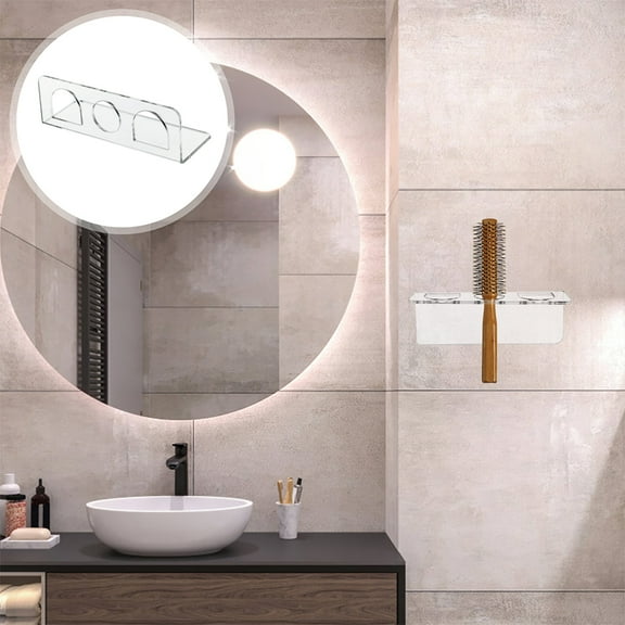 Raindrops Wall Mounted Hair Dryer Holder with 3 Slots, Hair Tools Organizer Rack, Hair Straightener Stand, Hairbrush Storage for Bathroom