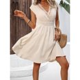 thumbnail image 3 of Women's vacation dress with lace cutout V-neck and floral A-line skirt, 3 of 6