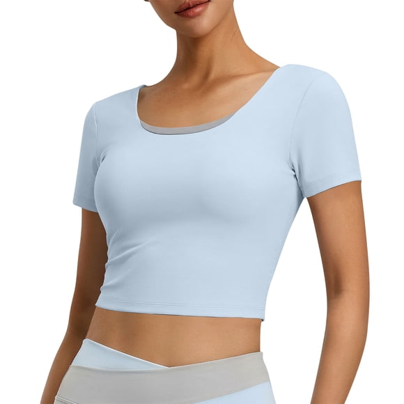 Fsgntruao Women's Yoga Pants With Underwire Short-sleeved Breathable Sports Top