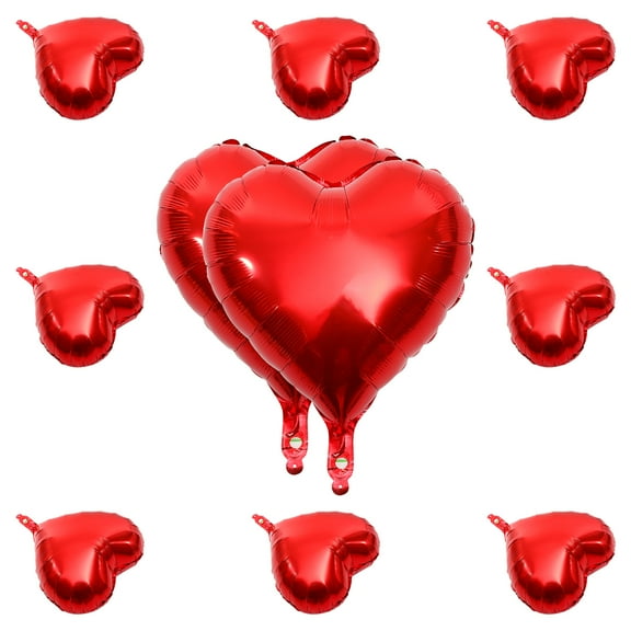 HONMEET 10Pcs Red Heart Foil Balloons Valentines Day Party Decorative Wedding Balloon Decor