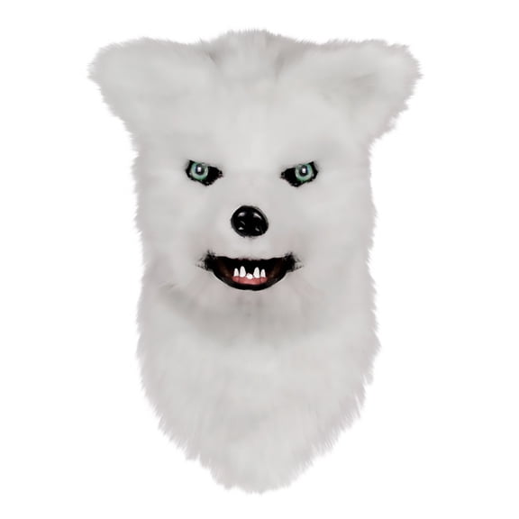 Leeye White Fox Movable Mouth Mask, Realistic Moving Jaw Animal Headpiece Cosplay Costume for Halloween Party Furry Dress Up, One Size, 0.54 lb