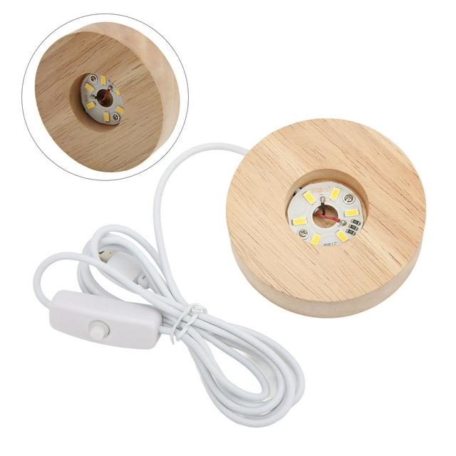 Base De Luz LED USB USB Potenciabiertos De Madera De Roble Pantalón Para Arte De Vidrio ACRYLIC Estatuas 3D Joyas Lámpara Decorativa Con 8 Cm De Diámetro 2 Cm De Espesor De 146