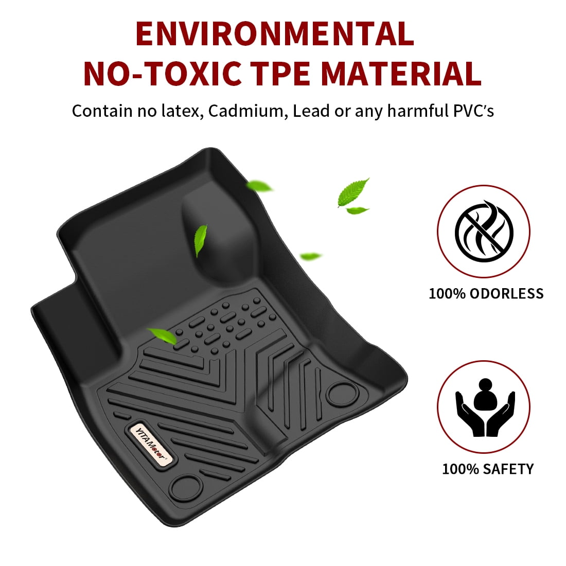 RVNI Floor Mats for 2021-2023 Ford Bronco Sport Black Rubber All Weather Protection