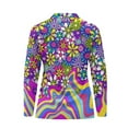 thumbnail image 5 of Yuyamidu Hippie Flowers Women's Quarter Zip Golf Shirt Colorful Floral Long Sleeve Athletic Tennis Shirts Winter Fall Workout Outfits Size 2XL, 5 of 8