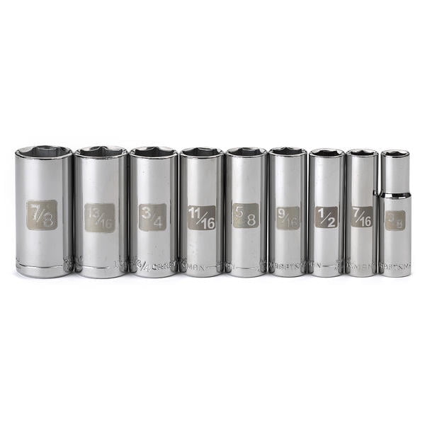 Craftsman Deep Socket Set 9pc. 3/8 in. Drive Easy to Read 34539