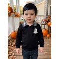thumbnail image 4 of RUINIXCW Toddler Baby Boy Girl Halloween Sweatshirt Outfit Infant Fall Winter Clothes Embroidery Plaid Lapel Half Zipper Long Sleeve Pullover Tops, 4 of 9
