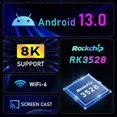 thumbnail image 3 of H96 Max 8K Ultra HD Smart TV Box Android 13.0 Media Player with Remote Control, RK3528 Quad-Core, 4GB+32GB, 4GB+32GB, 3 of 14