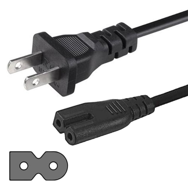 Cable de energía SatelliteSale 18AWG 2-PRONG PVC Negro 6 pies