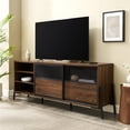 thumbnail image 4 of Fenton 70" 2-Door Sliding Metal Mesh Door TV Console in Dark Walnut, 4 of 8