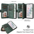 thumbnail image 5 of YEYKX for Samsung Galaxy A06 5G Wallet Phone Case with 9 Card Holder Zipper Pocket, Magnetic Closure Premium Folio PU Leather Flip Case with Wrist Strap for Samsung Galaxy A06 5G,Green, 5 of 9