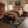 thumbnail image 2 of KUETH 8x10 Machine Washable Modern Floral Rug for Living Room, Large Soft Low Pile Non Slip Backing Area Rug, Midnight Navy Rug for Bedroom Dining Room Office, 2 of 5