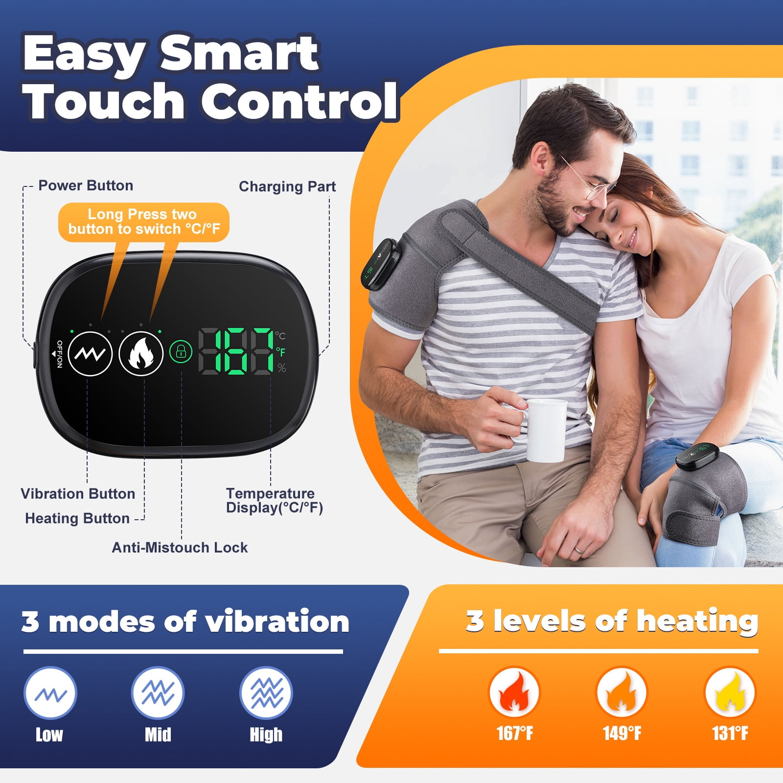 SUWU  Heated Knee Brace to Keep Knee Warmers, Heated Knee Massagers for Pain Relief, Portable Knee Heating Pad Brace for Shoulder or Elbow