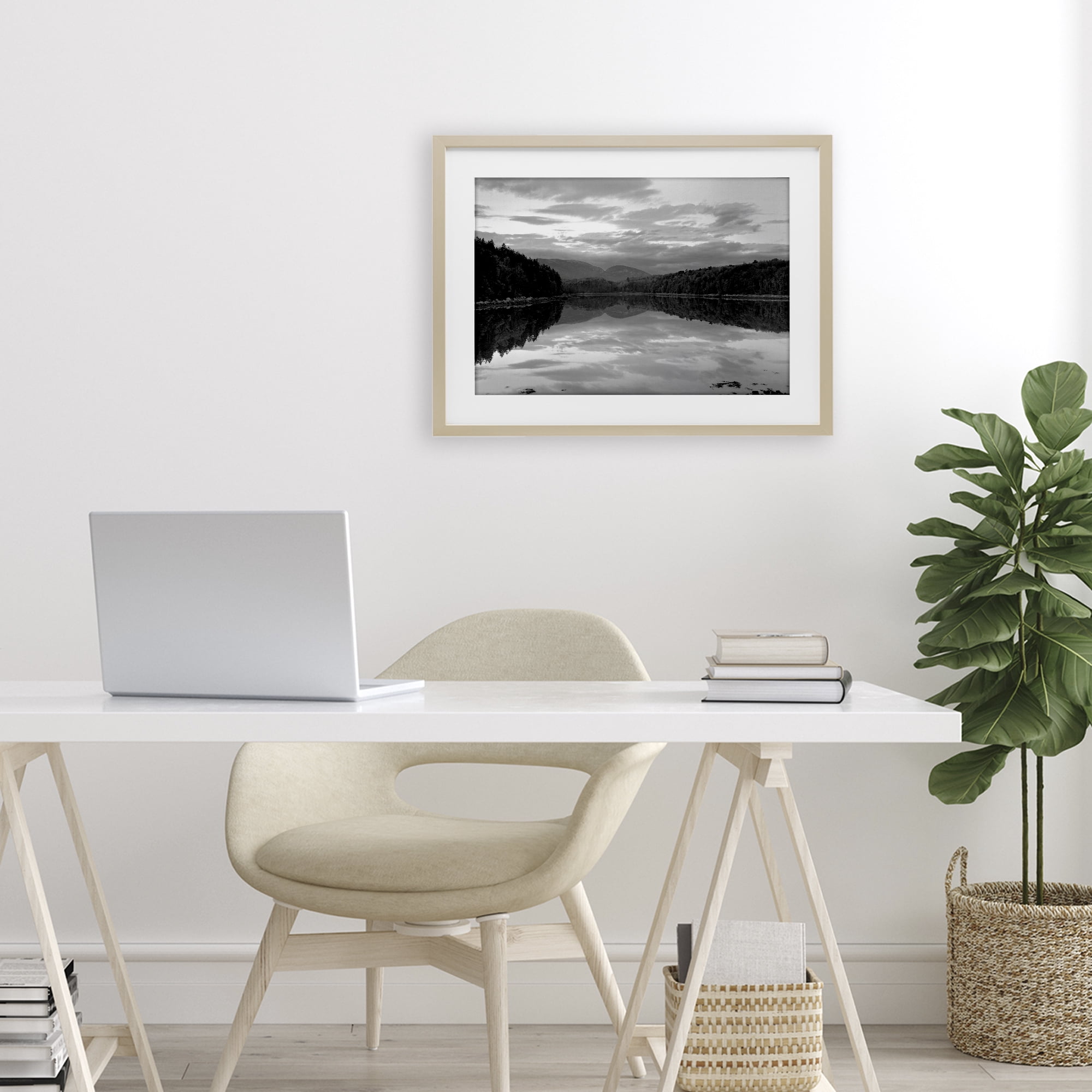 Stupell Industries Acadia Reflection in Monochrome Birch Framed Print Under Glass, design by MJ Photography