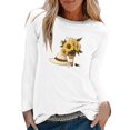 thumbnail image 1 of Pompotops Mode T-shirt Blouse à Manches Longues Col Rond Imprimé Décontracté pour Femmes, 1 of 4