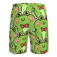 thumbnail image 6 of Kll Cute Green Frog Men'S Casual Summer Beach Shorts Hawaiian Shorts With Pockets-Medium, 6 of 9