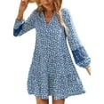 thumbnail image 3 of Seyurigaoka Women's Boho V-Neck Floral Pattern Dress Hollow Out Patchwork Long Sleeve Skirts Summer Casual Loose Fit Holiday Sundress, 3 of 9