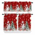 thumbnail image 2 of Kitchen Window Curtains Valance and Tier Set, Christmas Snowman Tree Red Rod Pocket Tier Curtain Valance Set, Winter Snowflake Marine Creature Light Filtering Cafe Curtains for Bedroom Living Room, 2 of 9