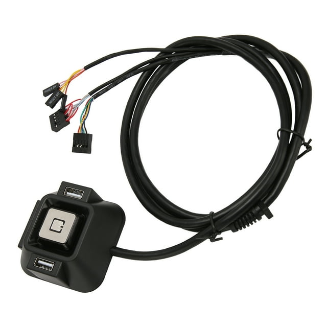PC Power Button Switch, 3.9ft Cable 2 USB Interfaces Desktop Computer Switch Space Saving For Office