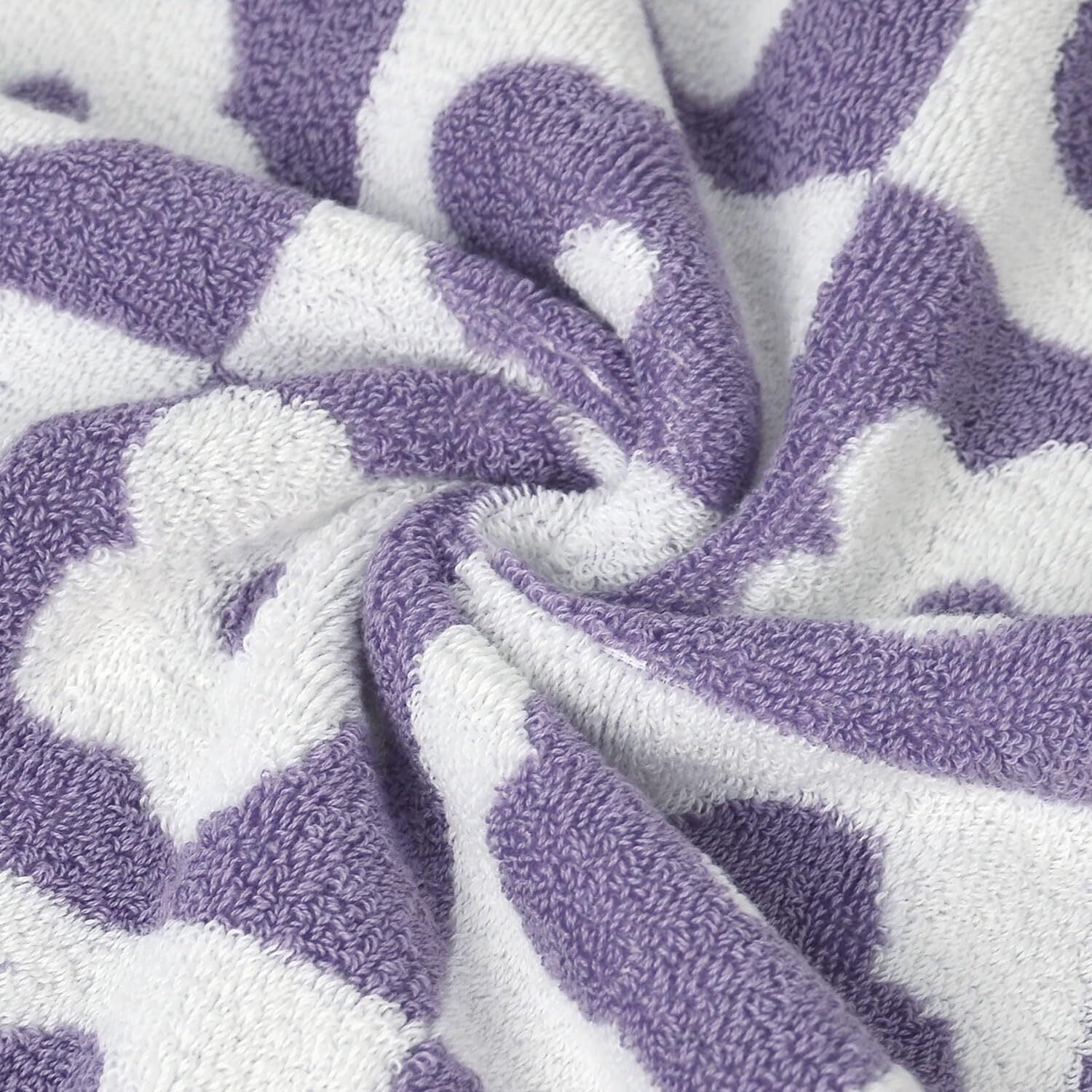 2-Pieces Luxury Bath Towels Checkered Floral, Pink Shower Towel for Women Girls 27.5x55 Inches, 100% Cotton Absorbent Body Towels