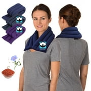 Cotton Extra Long and Wide Microwavable Neck Heating Wrap, 6"x26", Blue
