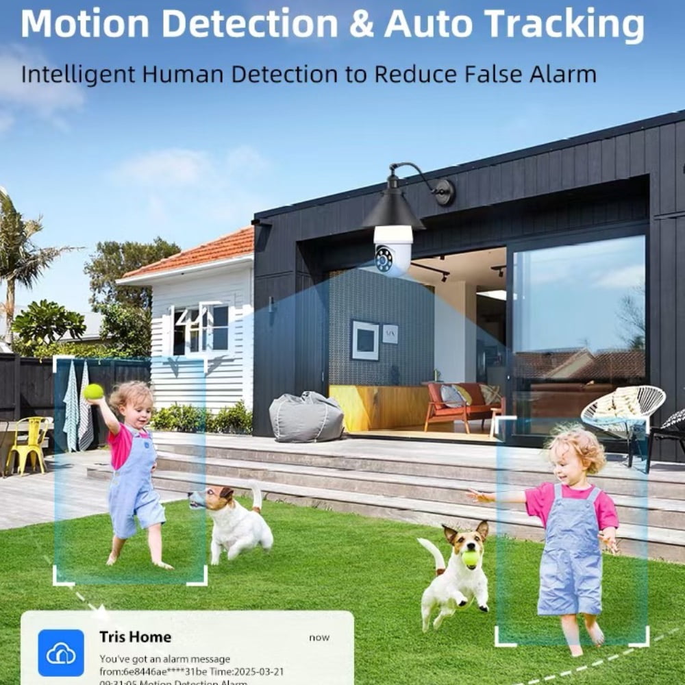 Light Bulb Security Camera with Flood Light 1080P 2.4GHz Wireless WiFi Light Socket Security Cameras, 355° Pan/Tilt  Human Motion Detection Alarm Colour Night Vision Works with Alexa